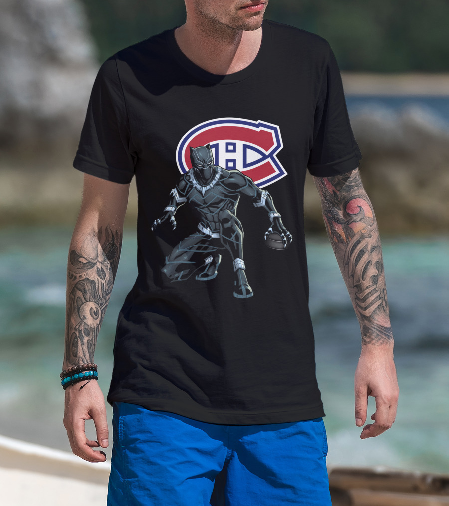 Montreal Canadiens Black Panther Crossover Hockey T-Shirt