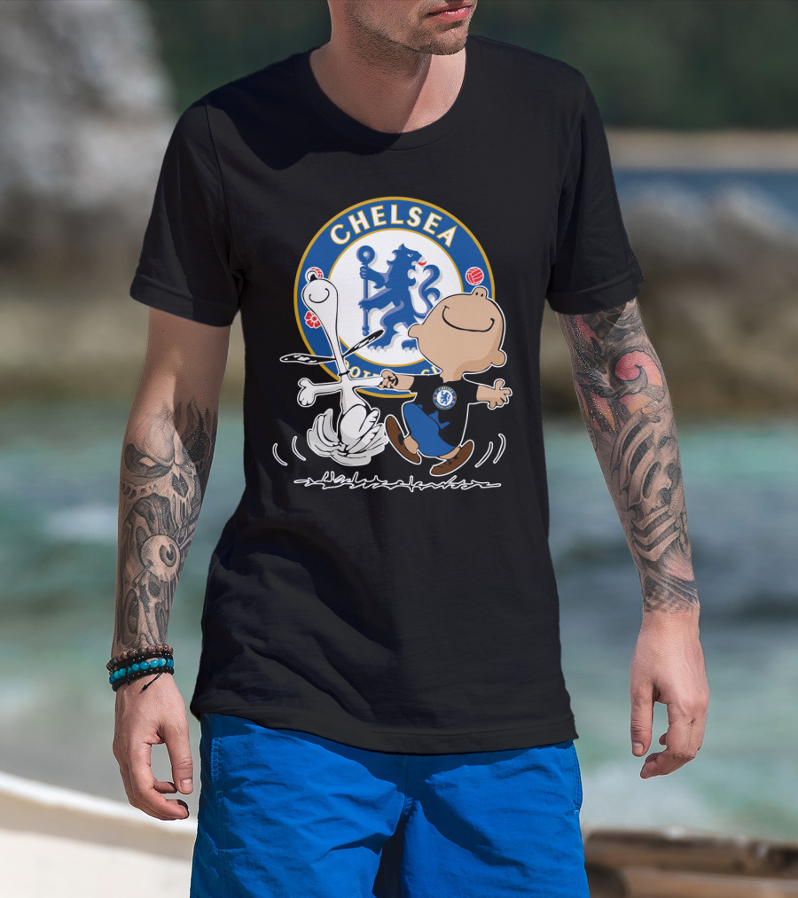 Chelsea Blue Lion Dancing Peanuts Characters T-Shirt