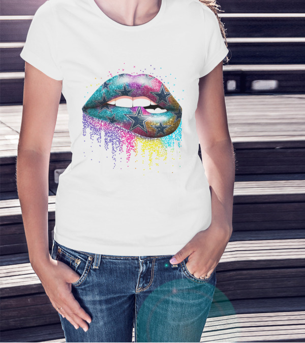 Lip Cowboys Glitter Stars Rainbow T-Shirt