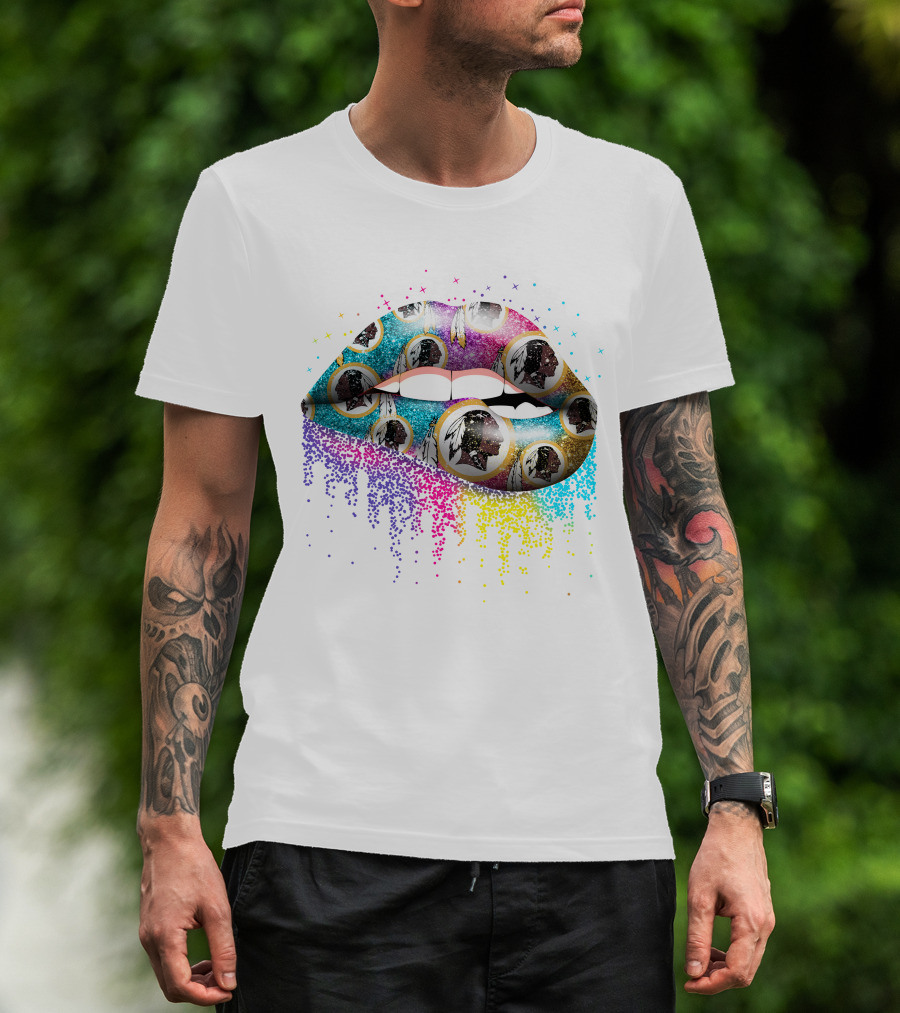 Lip Redskins Washington Football Team Colorful Art T-Shirt