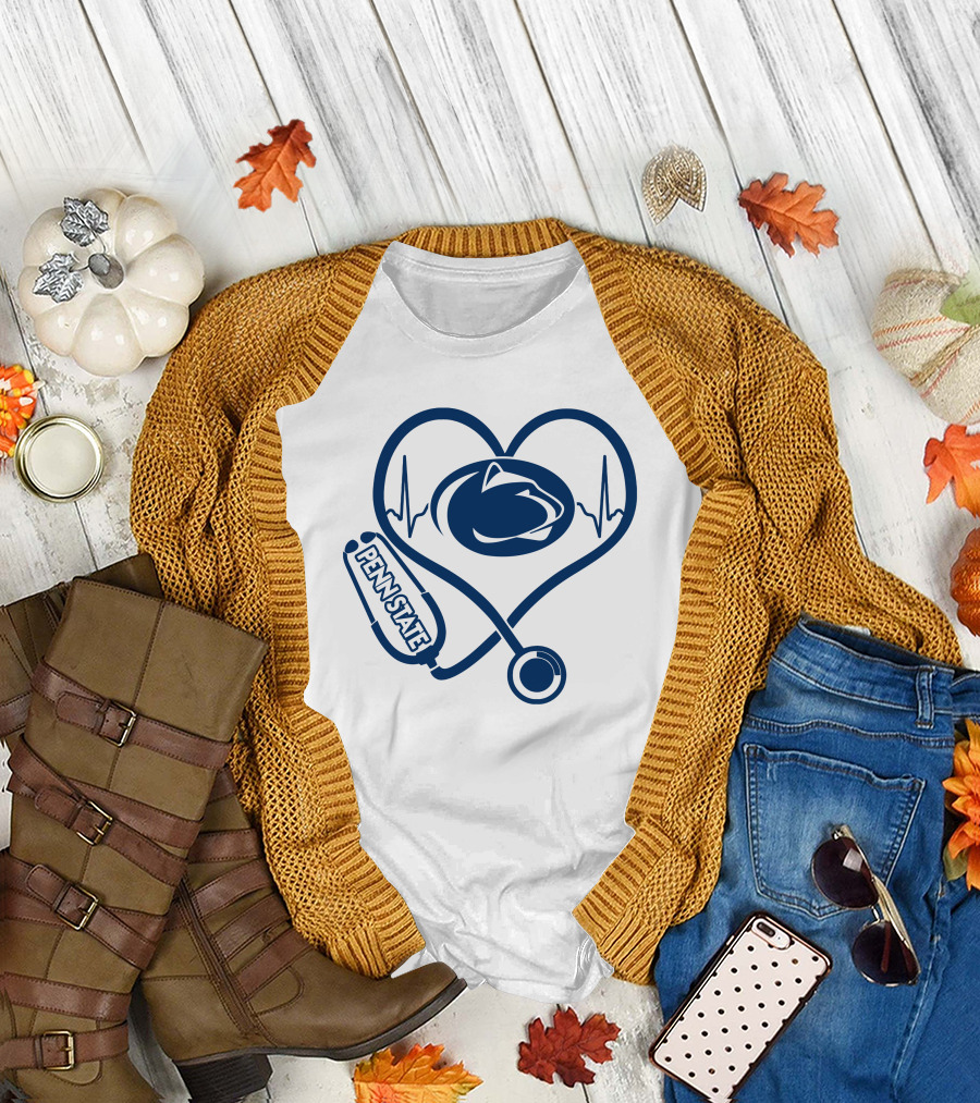 Penn State Nurse Heartbeat Logo Stethoscope T-Shirt