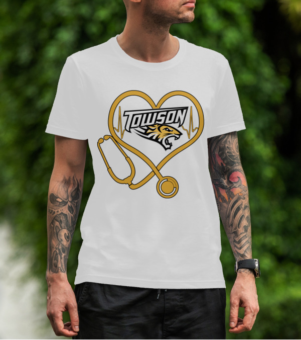 Towson Nurse Stethoscope Heartbeat Tiger T-Shirt
