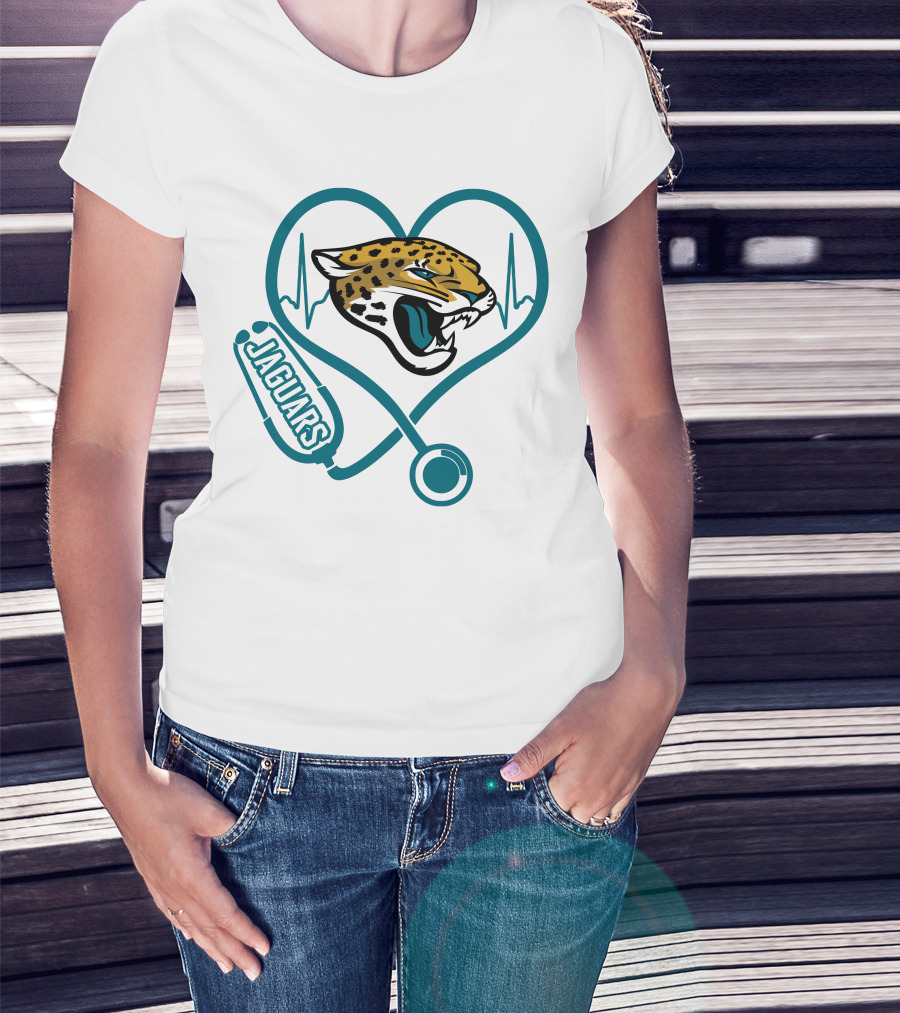 Jacksonville Jaguars Nurse Heartbeat Stethoscope T-Shirt