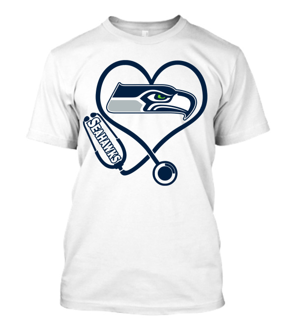 Seattle Seahawks Nurse Heart Stethoscope T-Shirt