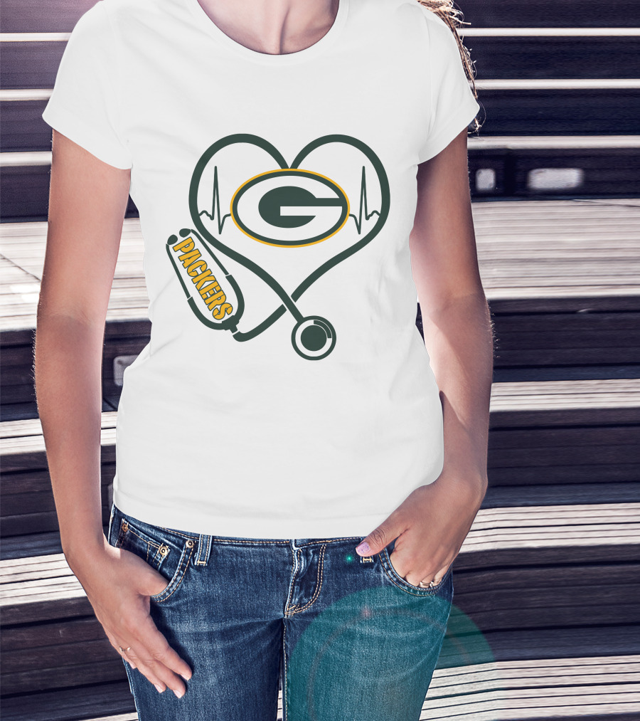 Nurse Heartbeat Packers Stethoscope T-Shirt