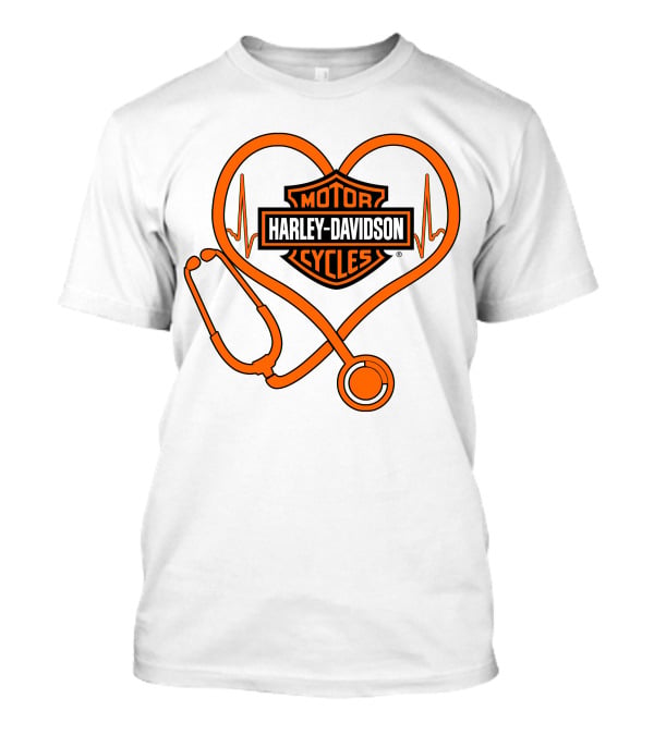 Harley Davidson Motorcycles Nurse Love Stethoscope Heartbeat T-Shirt
