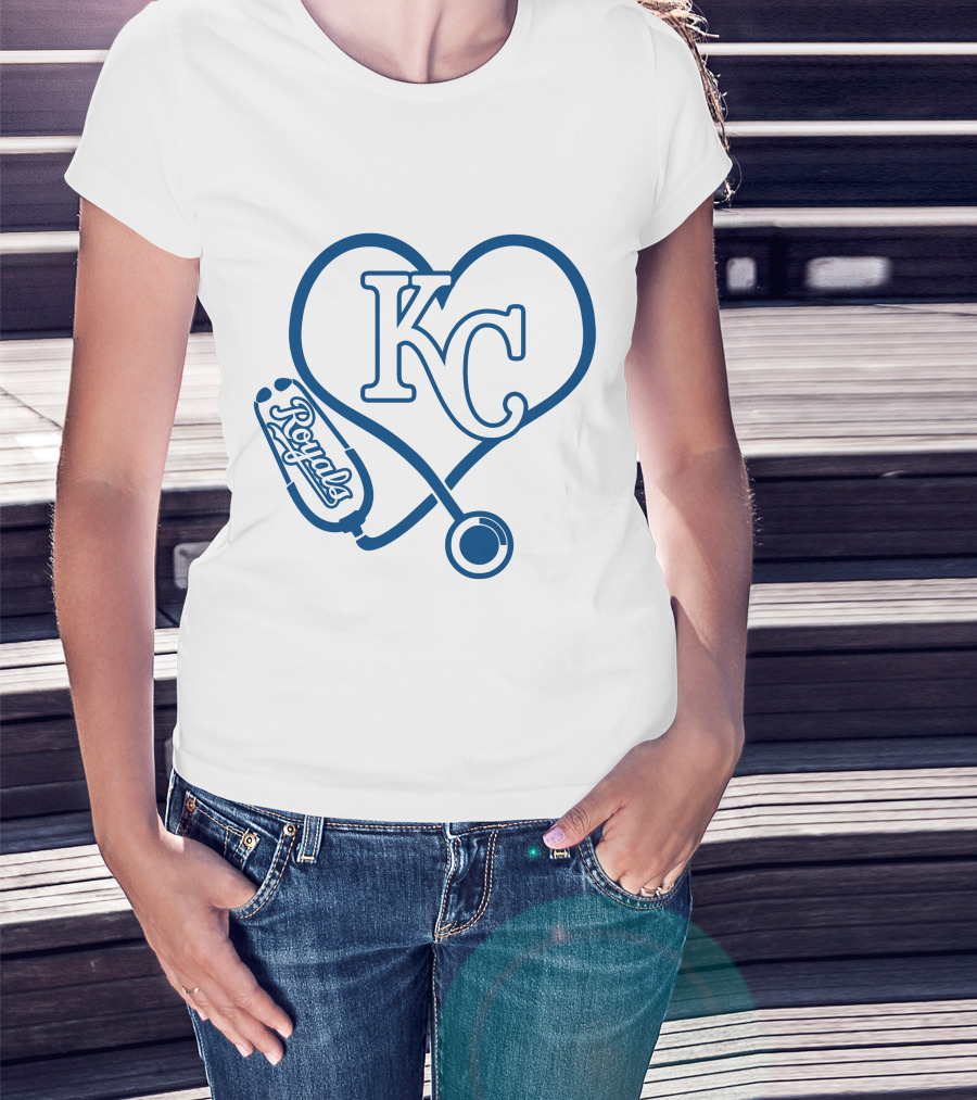 Kansas City Royals Kc Nurse Heart Stethoscope T-Shirt