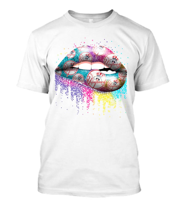 Lips New York Yankees Colorful Baseball T-Shirt