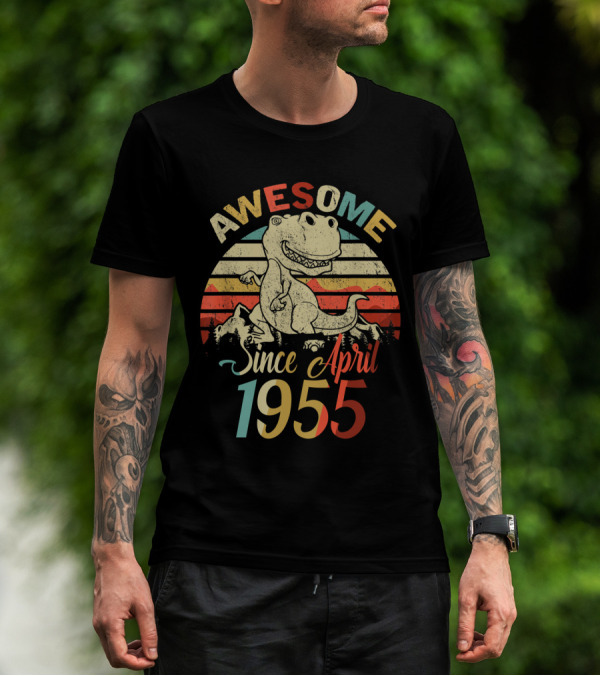 Awesome Since April 1955 Vintage Dinosaur T-Shirt