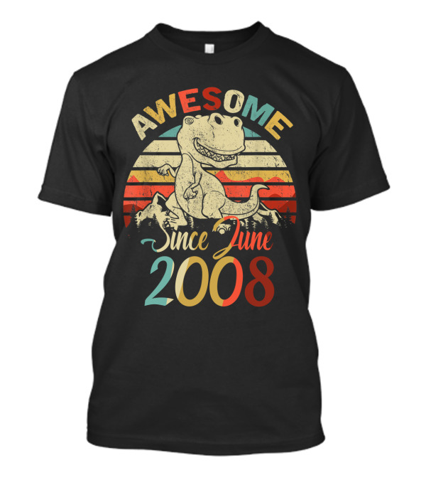 Awesome Since June 2008 Vintage Dinosaur T-Shirt