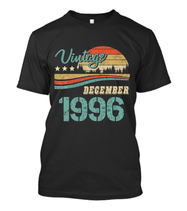 Vintage December 1996 Retro Sunset Forest Scene T-Shirt
