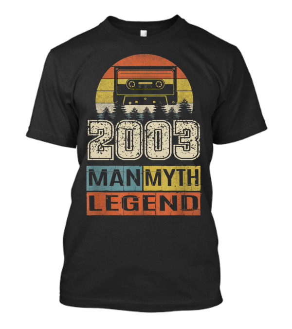 2003 Vintage Cassette Man Myth Legend Retro Sunset Forest T-Shirt