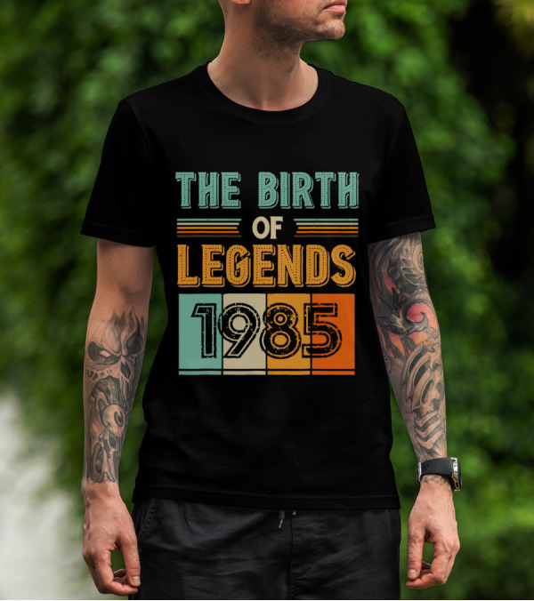 The Birth Of Legends 1985 Vintage Style Year Retro Blocks T-Shirt