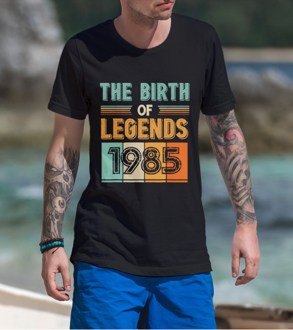 The Birth Of Legends 1985 Vintage Style Year Retro Blocks T-Shirt