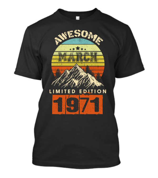Awesome March 1971 Vintage Mountain Sunset T-Shirt