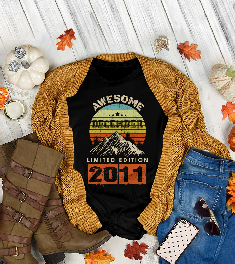 Awesome Vintage December 2011 Mountain Sunset T-Shirt
