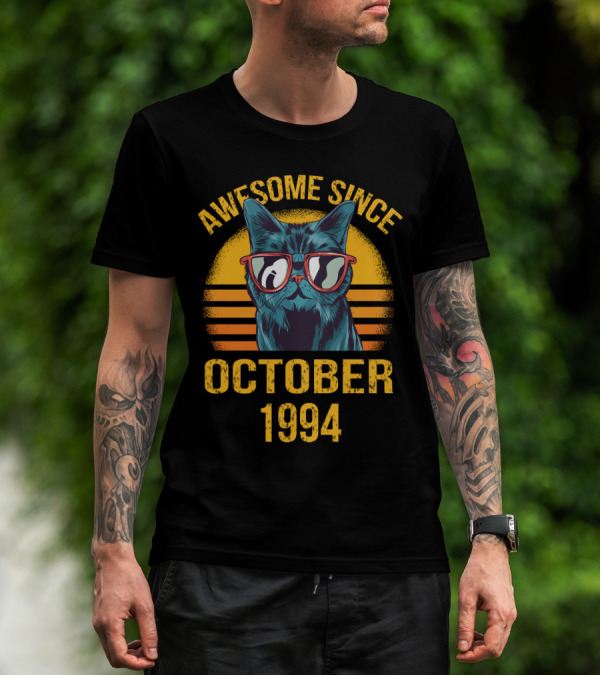 AWESOME SINCE OCTOBER 1994 CAT WITH SUNGLASSES T-Shirt