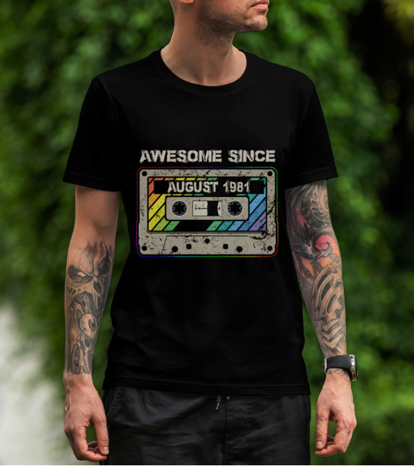 Awesome Since August 1981 Retro Cassette Tape T-Shirt