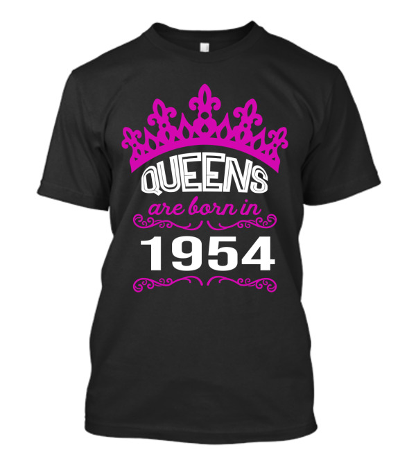 Queens Are Born In 1954 Crown Pink Flourish T-Shirt