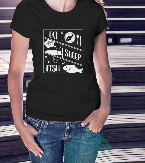 Eat Sleep Dream Fish With Hook Plate And Cutlery T-Shirt