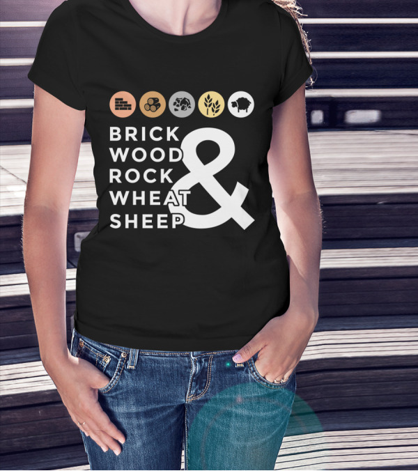 Brick Wood Rock Wheat Sheep And Icons T-Shirt