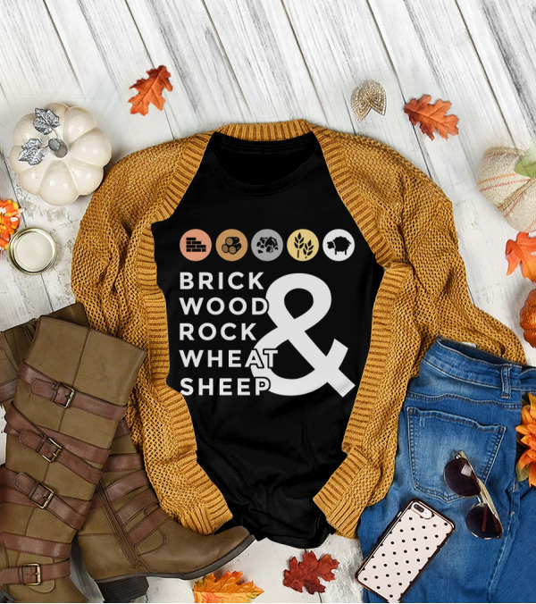 Brick Wood Rock Wheat Sheep And Icons T-Shirt