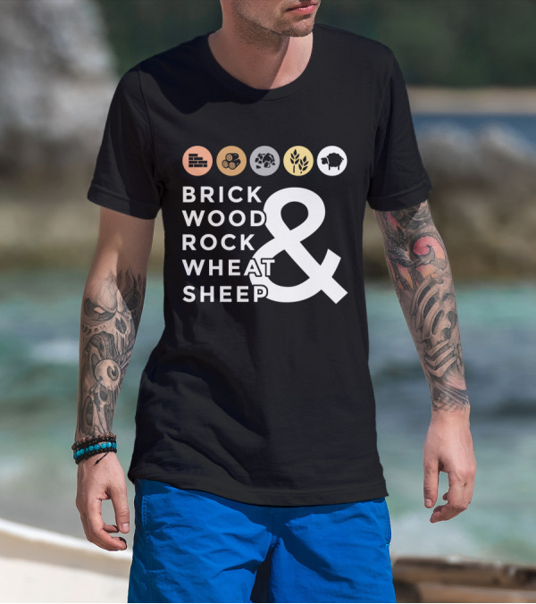 Brick Wood Rock Wheat Sheep And Icons T-Shirt