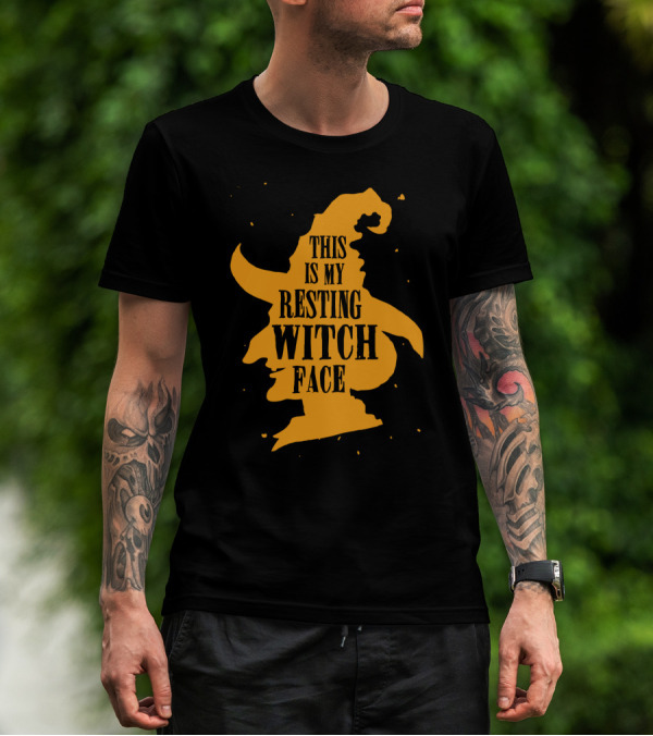 This Is My Resting Witch Face Silhouette Of Witch Hat And Face T-Shirt