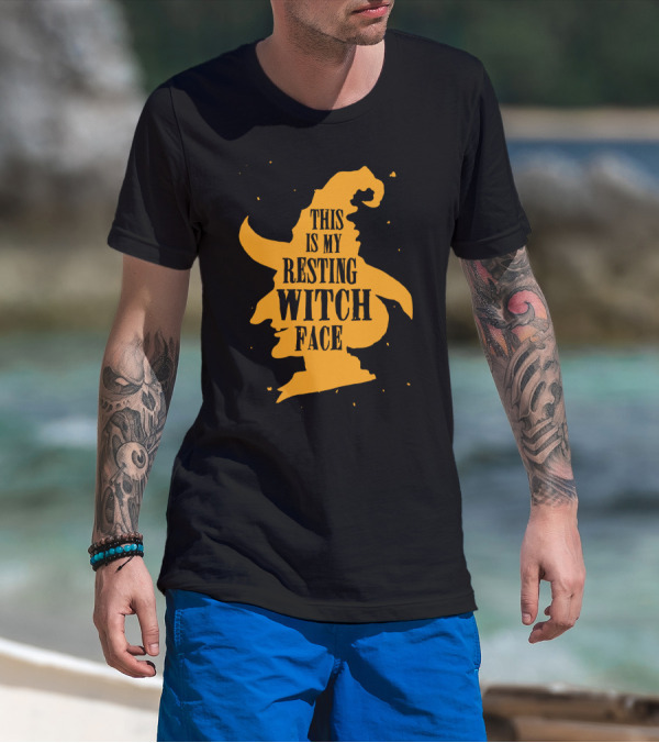 This Is My Resting Witch Face Silhouette Of Witch Hat And Face T-Shirt