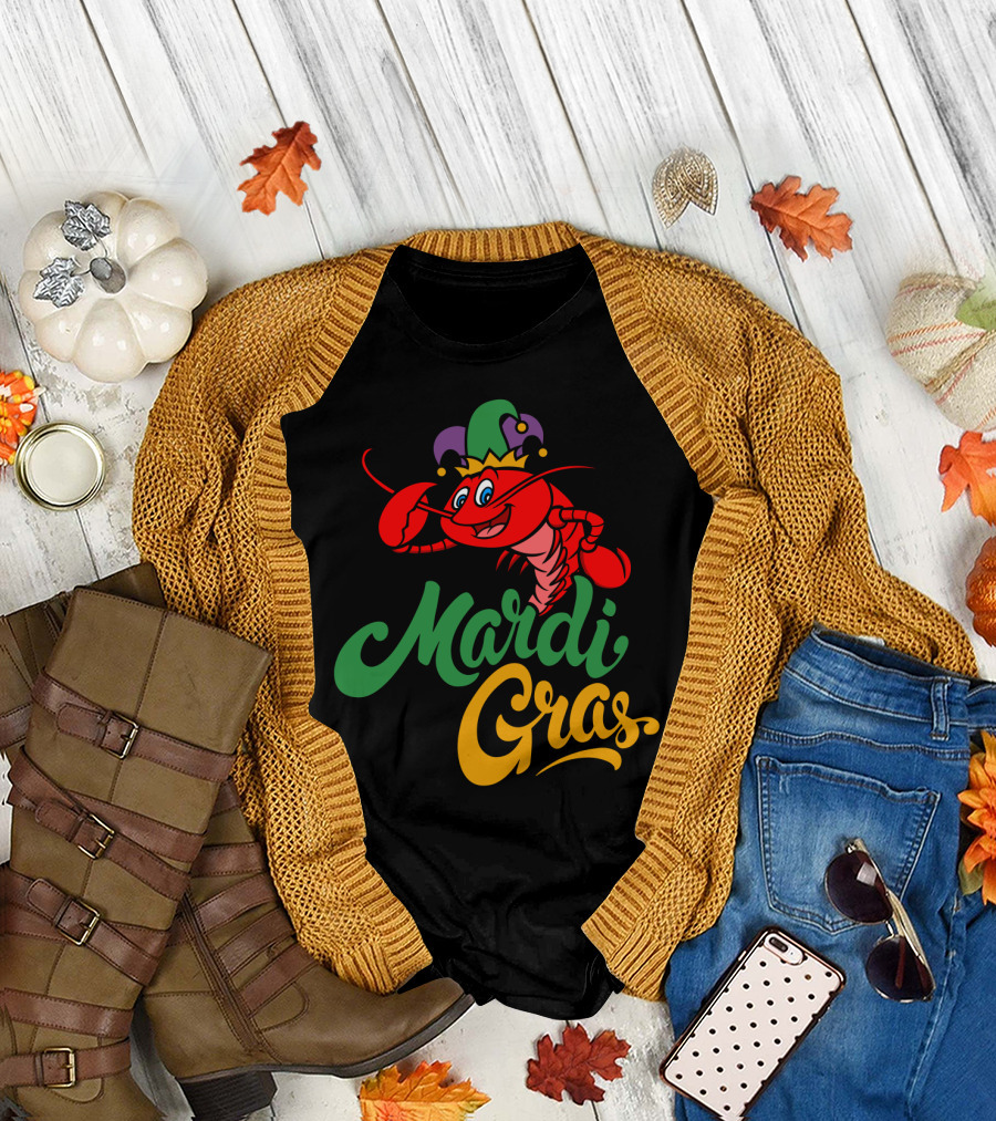 Mardi Gras Crawfish Jester Hat T-Shirt
