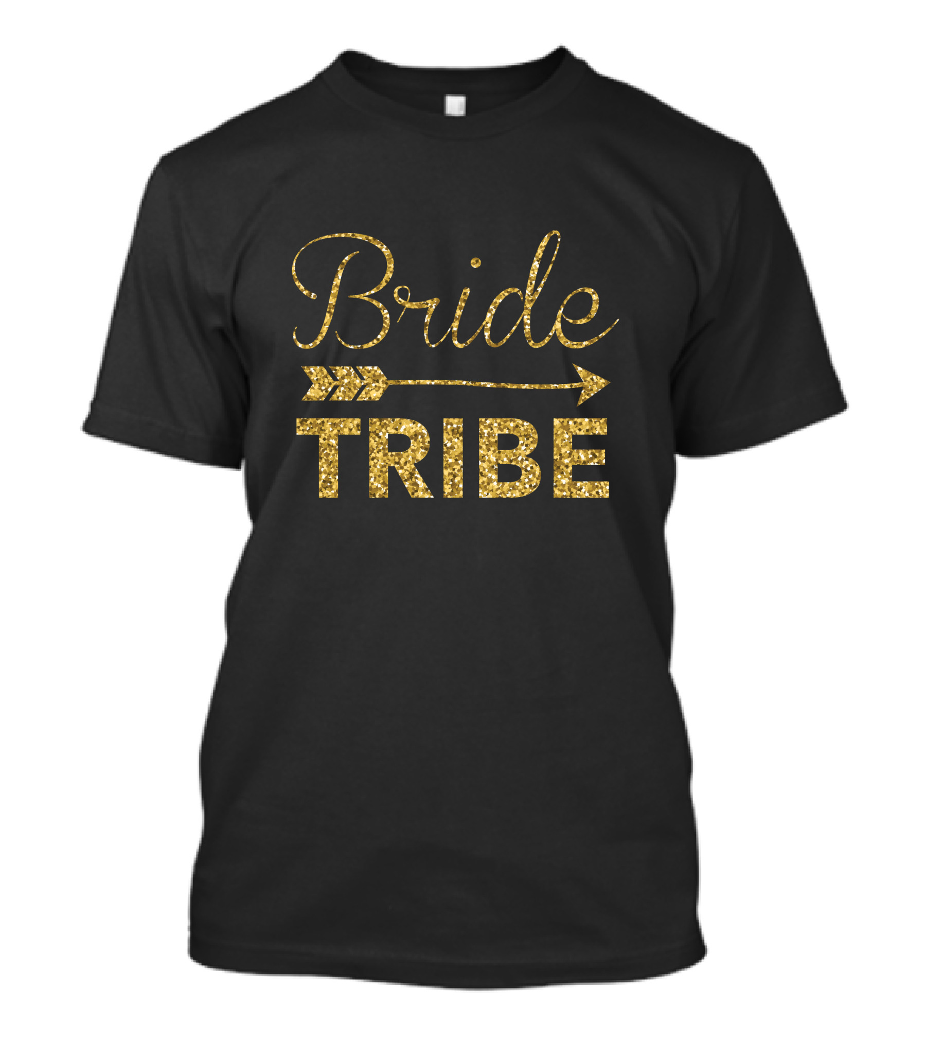 Bride Tribe Arrow Gold Glitter Text T-Shirt