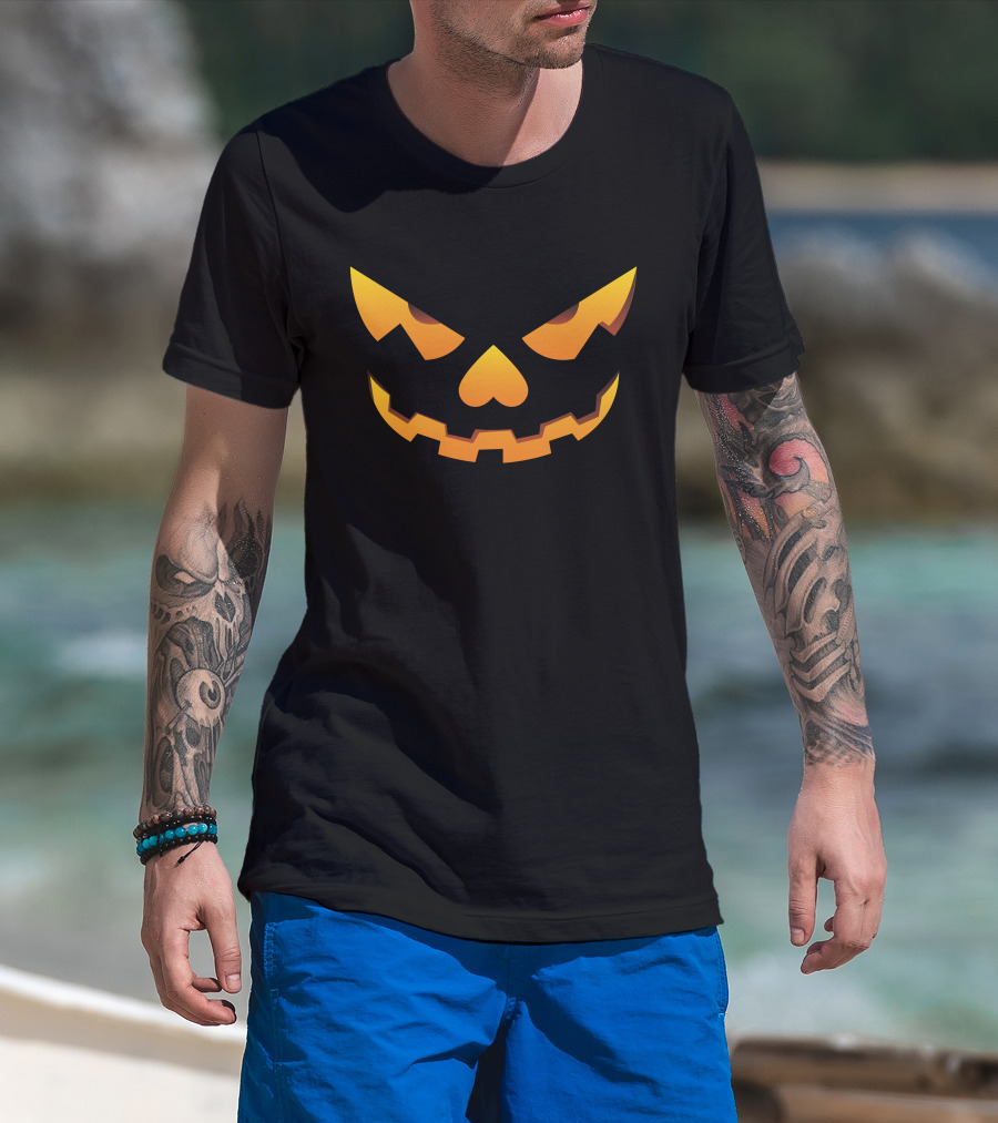 Scary Face Pumpkin Jack-O'-Lantern Halloween T-Shirt