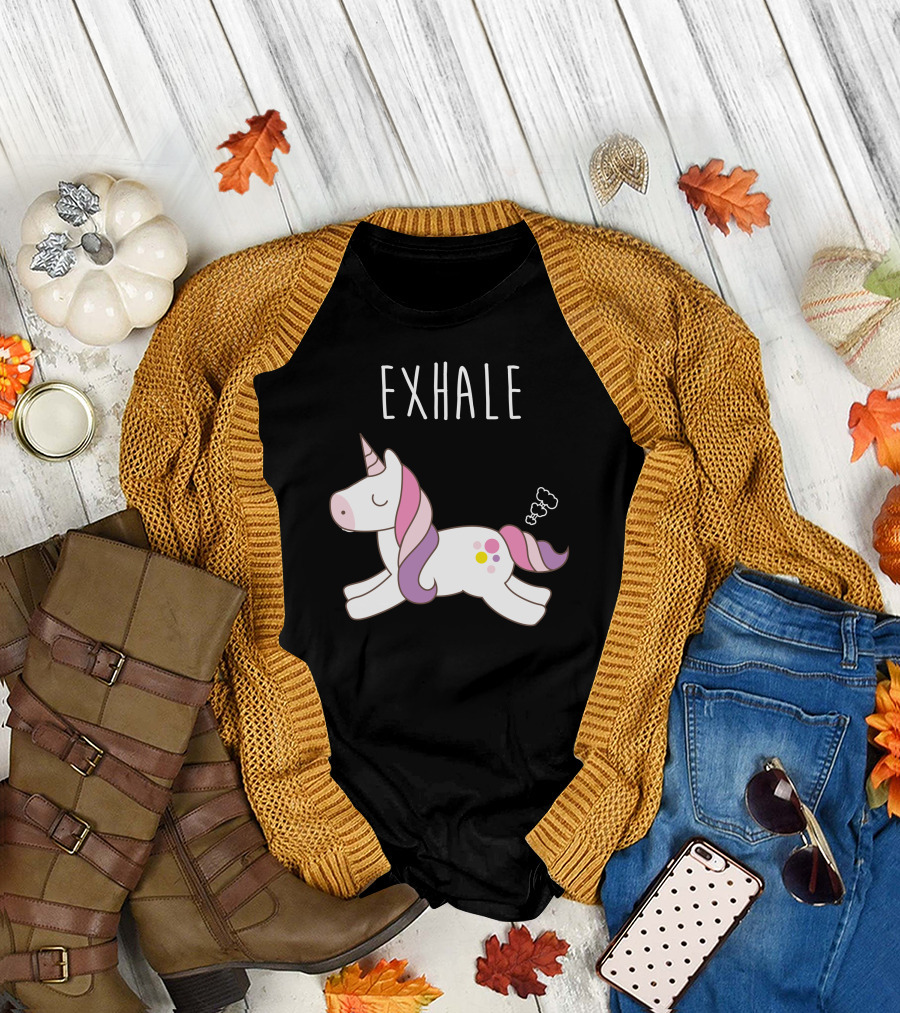 Exhale Unicorn Pastel Farting Cartoon T-Shirt