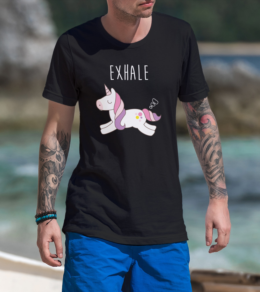 Exhale Unicorn Pastel Farting Cartoon T-Shirt