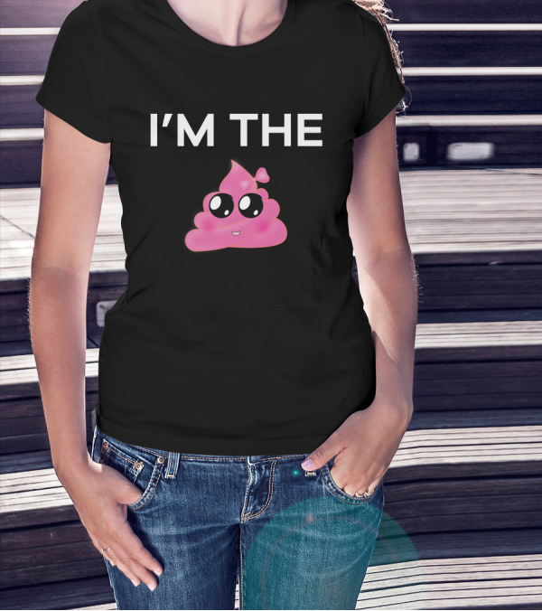 I'm The Sh It Funny Poop Emoji Emoticon Pink Girl Bow T-Shirt