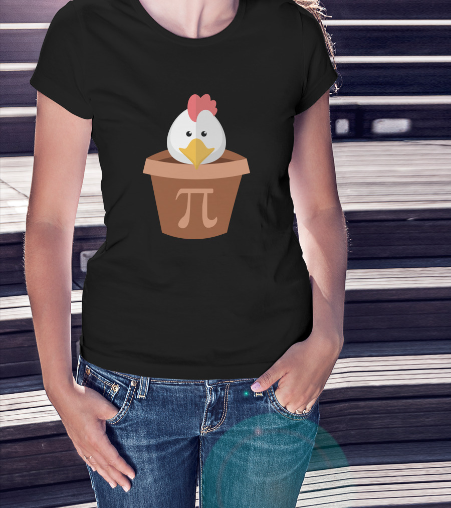 Funny Chicken In Pot With Pi Symbol Math Farming T-Shirt