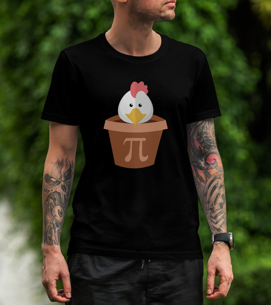 Funny Chicken In Pot With Pi Symbol Math Farming T-Shirt