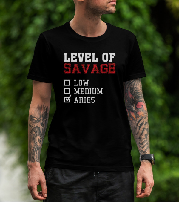 Horoscope Level Of Savage Aries Low Medium Aries T-Shirt