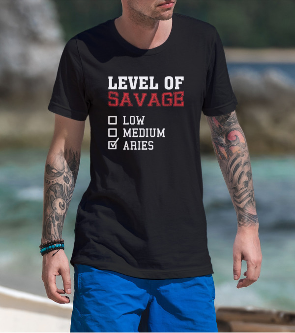 Horoscope Level Of Savage Aries Low Medium Aries T-Shirt