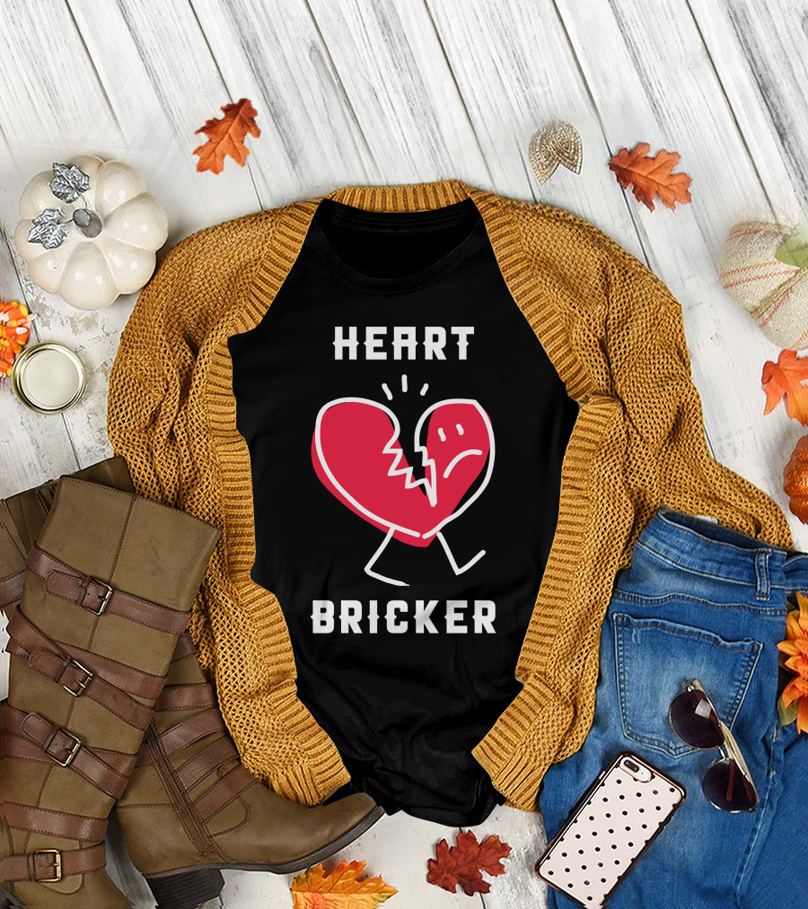 HEART BRICKER Valentine's Day Broken Heart Drawing T-Shirt
