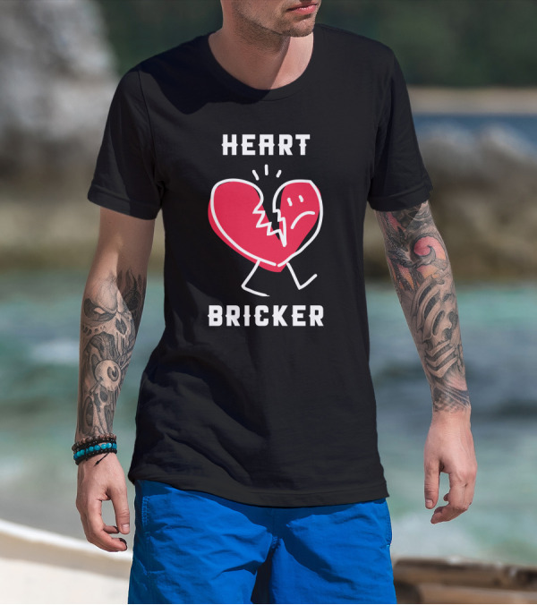 HEART BRICKER Valentine's Day Broken Heart Drawing T-Shirt