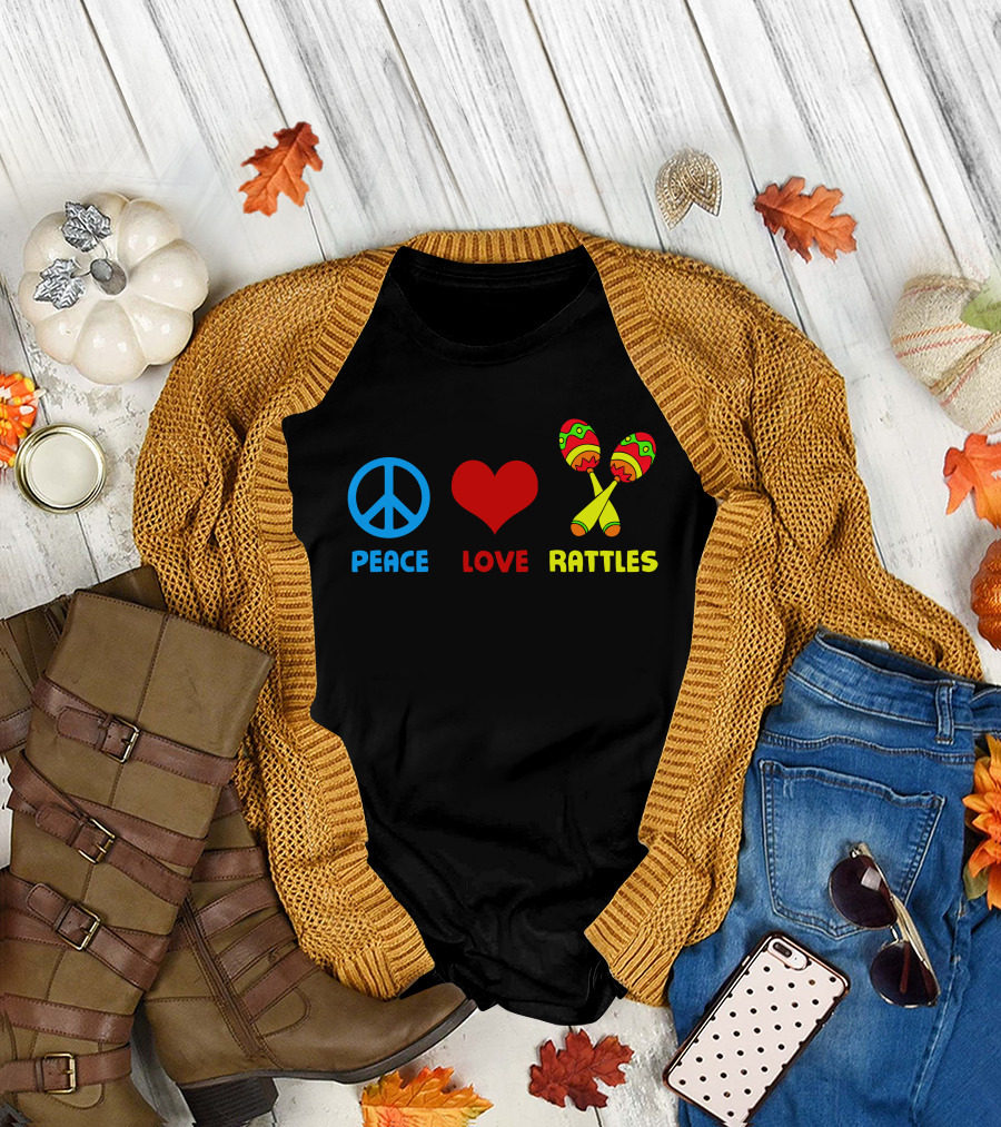 Peace Love Rattles Maracas Icons T-Shirt