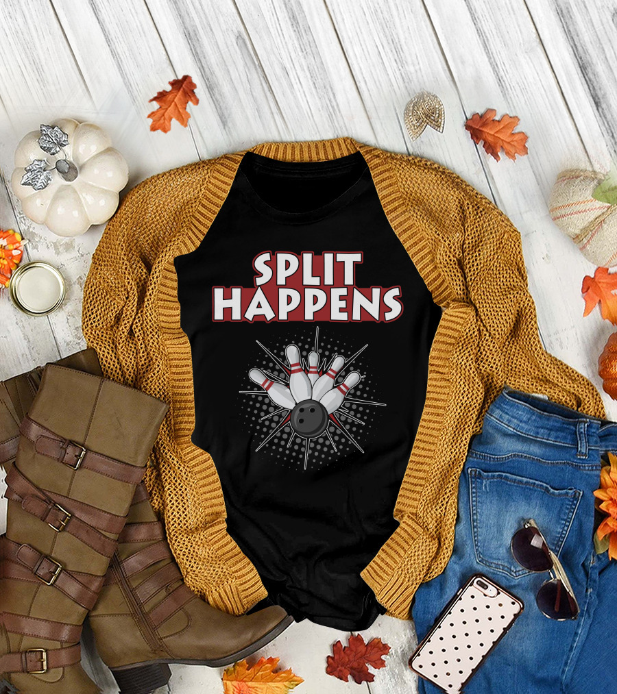 Split Happens Bowling Pin Explosion Humor T-Shirt