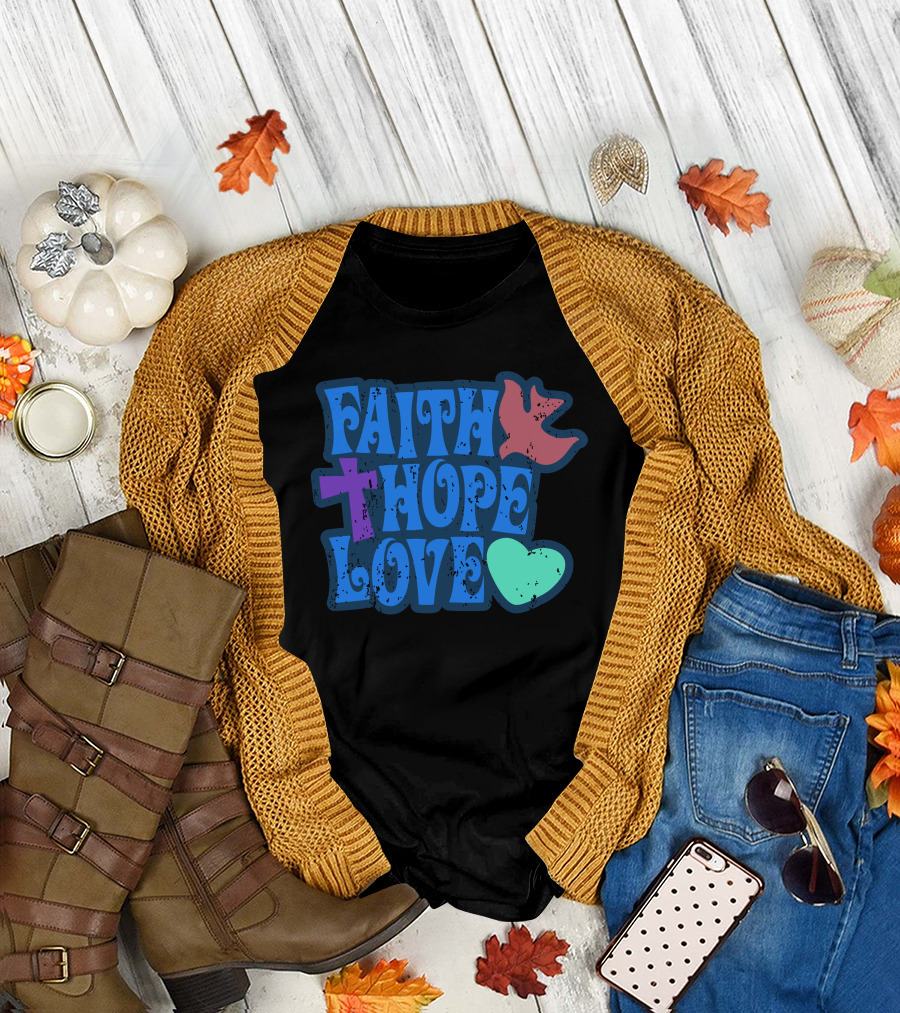 Faith Hope Love Cross Dove Heart T-Shirt