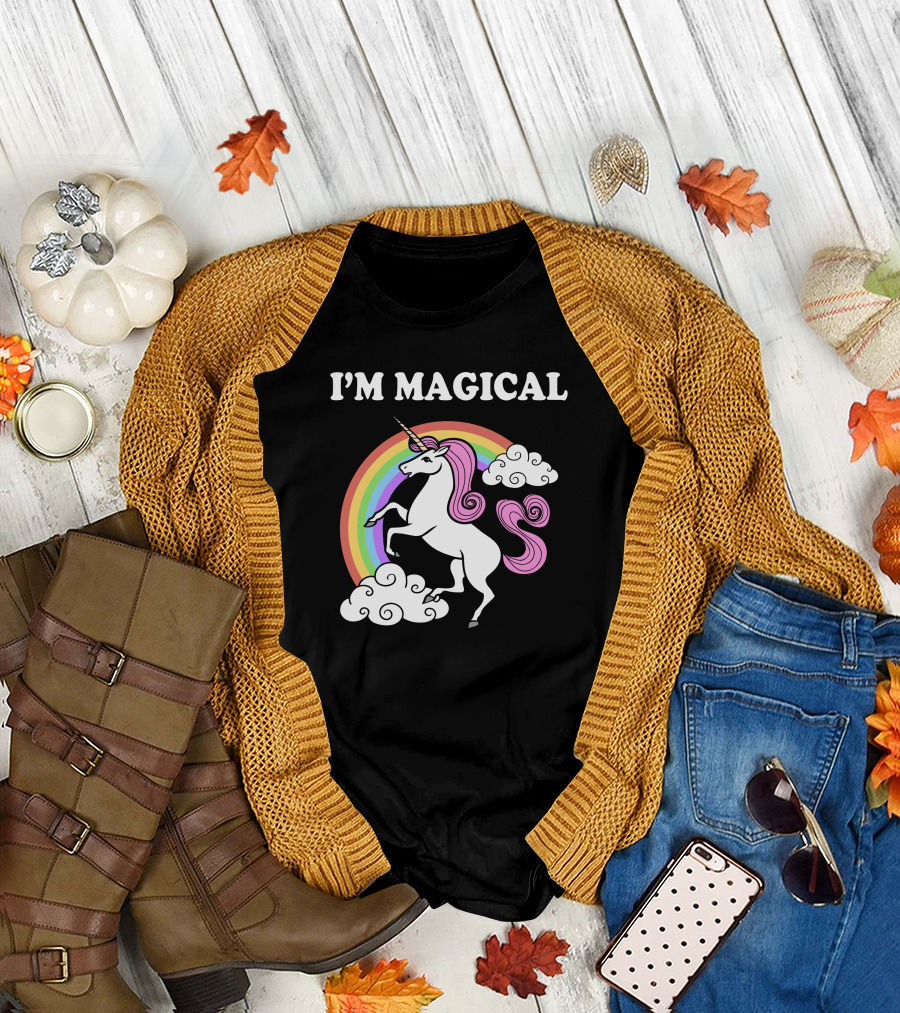 I'M Magical Unicorn with Rainbow and Clouds T-Shirt