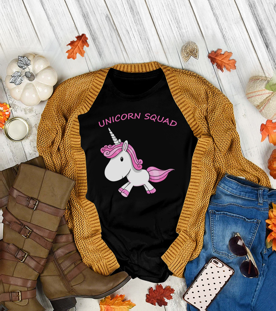 Unicorn Squad Cute Funny Unicorn With Pink Mane and Tail T-Shirt