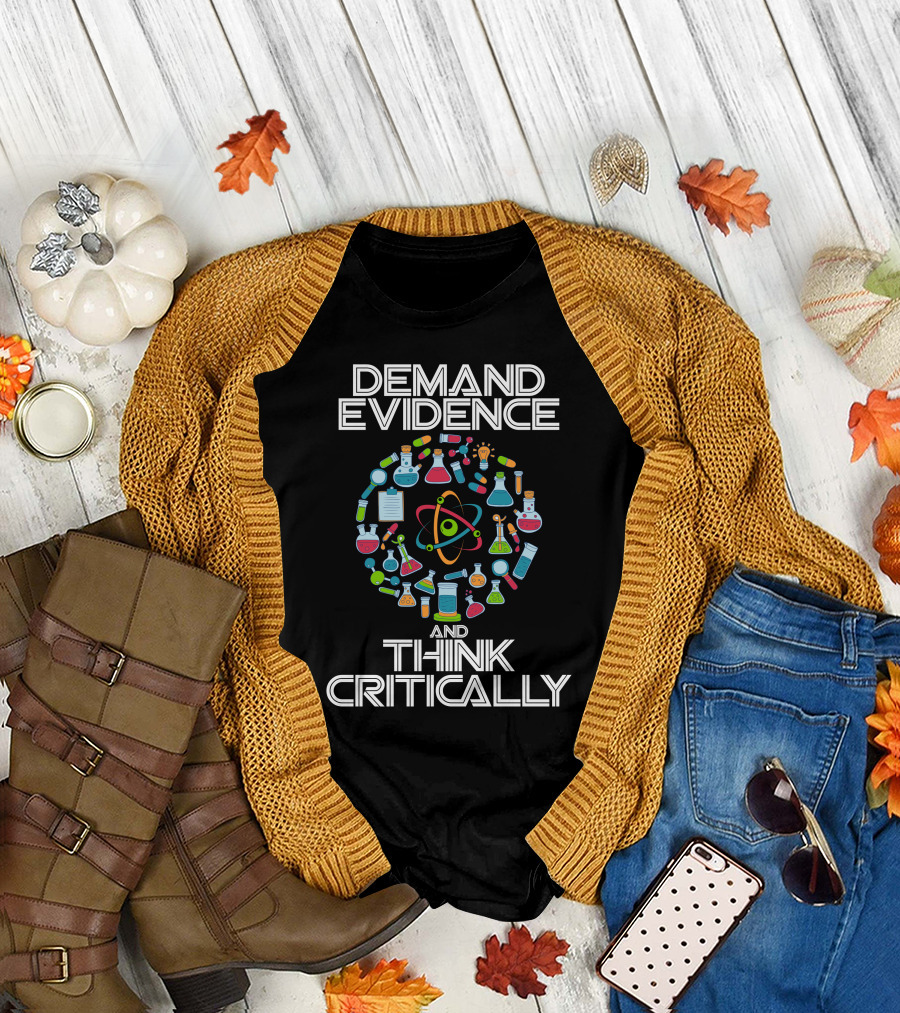 Demand Evidence and Think Critically Science Geek Chemistry Icons T-Shirt