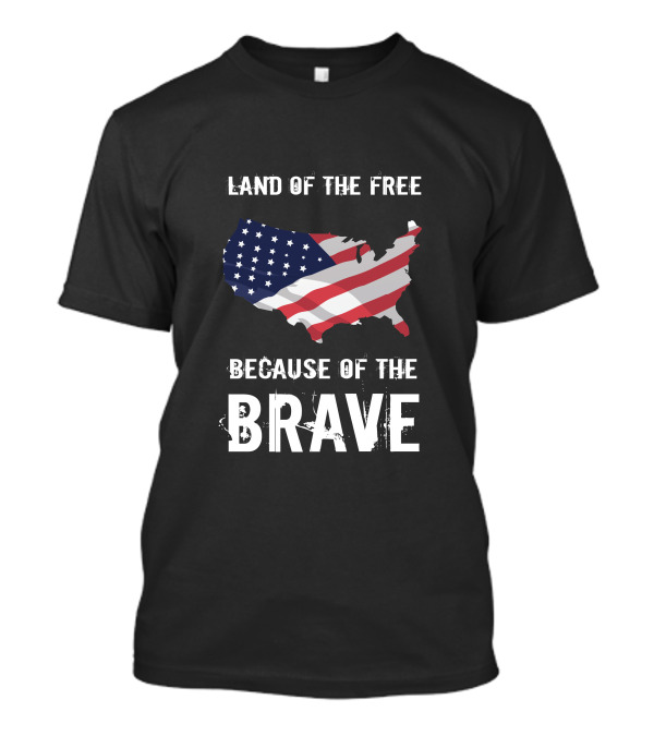 Land Of The Free Because Of The Brave USA Flag Map T-Shirt