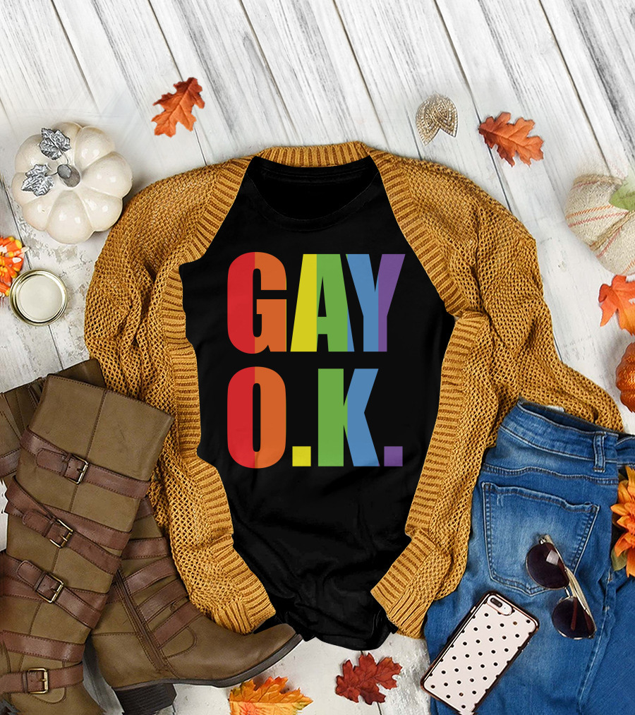 GAY O.K. Set of Gay Pride Black Gay Pride T-Shirt
