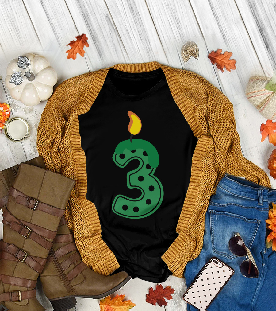 3 Three Years Old Birthday Candle T-Shirt